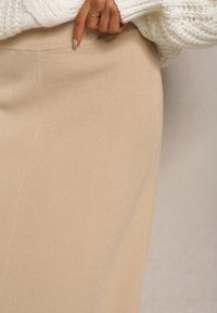 Renee - Beżowa Spódnica z Wełną High Waist o Rozkloszowanym Kroju Emirela. Okazja: na spotkanie biznesowe, do pracy. Stan: podwyższony. Kolor: beżowy. Materiał: wełna. Styl: wizytowy, biznesowy, elegancki #5