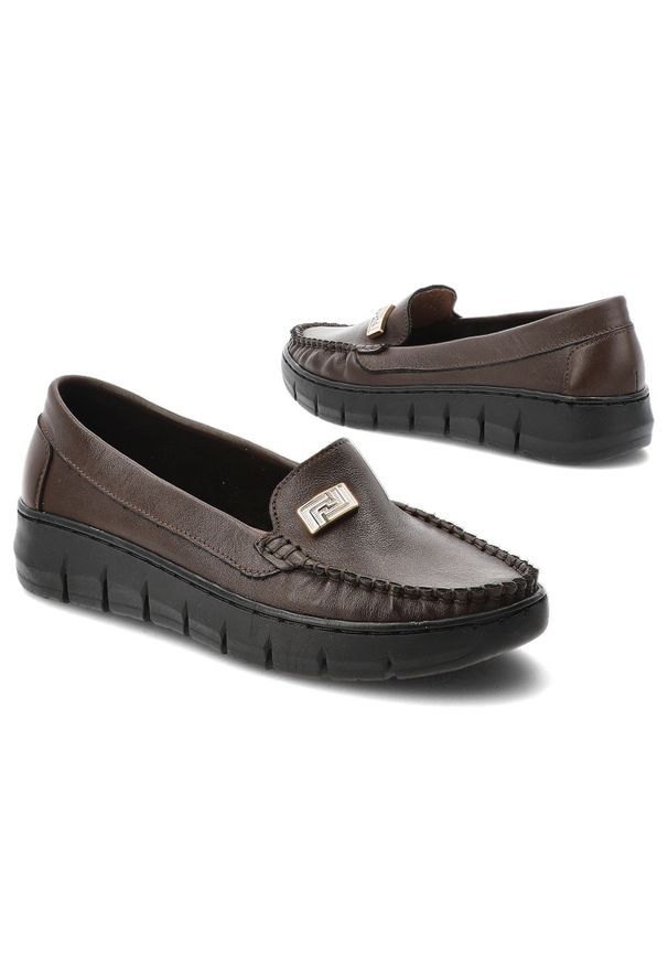 Czekoladowe Półbuty Armodo Skórzane Buty Damskie. Okazja: do pracy, na co dzień. Kolor: brązowy. Materiał: skóra. Styl: casual, elegancki