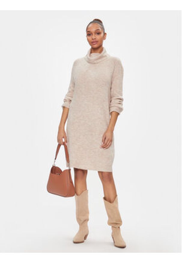only - ONLY Sukienka dzianinowa 15306945 Beżowy Relaxed Fit. Kolor: beżowy. Materiał: syntetyk