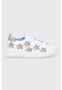 Chiara Ferragni Buty skórzane Roger Stars kolor biały na platformie. Nosek buta: okrągły. Zapięcie: sznurówki. Kolor: biały. Materiał: skóra. Obcas: na platformie #1