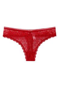 Intica - Tangi koronkowe z misternym wzorem Nahoko. Kolor: czerwony. Materiał: koronka. Wzór: koronka
