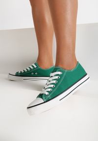 Renee - Zielone Trampki Doriabel. Nosek buta: okrągły. Zapięcie: sznurówki. Kolor: zielony. Materiał: guma, materiał. Szerokość cholewki: normalna. Obcas: na płaskiej podeszwie. Styl: sportowy