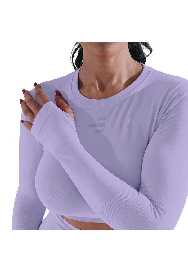 R-EVENGE - Damska koszulka techniczna z długim rękawem do wszystkich ćwiczeń na siłowni. Kolor: fioletowy, wielokolorowy, różowy. Materiał: elastan. Długość rękawa: długi rękaw. Długość: długie. Sport: fitness