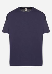 Born2be - Granatowa Koszulka T-shirt z Bawełny Fodarella. Okazja: na co dzień. Kolor: niebieski. Materiał: bawełna. Wzór: aplikacja. Styl: klasyczny, casual, elegancki #7