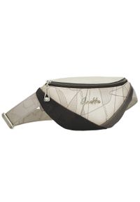 Torebka nerka damska Anekke, nerka z zamkiem błyskawicznym i regulowanym paskiem ozdobiona subtelnym nadrukiem oraz metalowym logo, beżowa, 42815-745. Kolor: beżowy. Wzór: nadruk, aplikacja #1