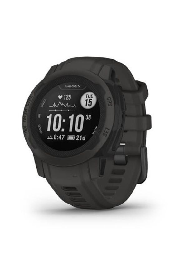 GARMIN - Garmin Instinct 2S z czujnikiem tętna HRM Elevate (grafitowy / grafitowy pasek). Rodzaj zegarka: cyfrowe. Kolor: szary. Materiał: włókno. Styl: casual, młodzieżowy, retro, sportowy