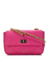 Wittchen - Damska torebka pikowana w kwadraty na łańcuszku różowa. Kolor: różowy. Wzór: aplikacja, haft. Dodatki: z haftem. Materiał: skórzane. Styl: casual, elegancki, wizytowy #1