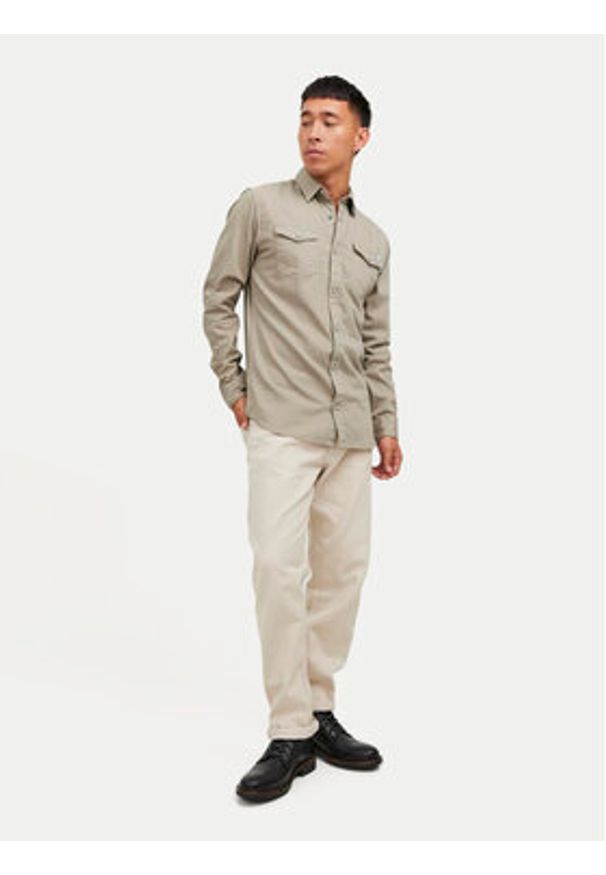 Jack & Jones Koszula Sheridan 12138115 Brązowy Slim Fit. Kolor: brązowy. Materiał: bawełna