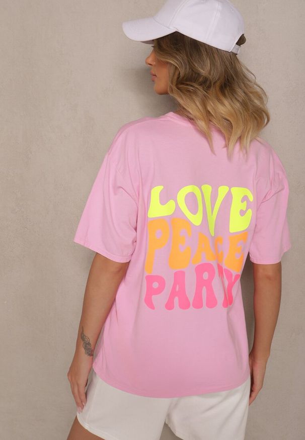 Renee - Różowy T-shirt z Bawełny i Nadrukiem Xalauri. Okazja: na co dzień. Kolor: różowy. Materiał: bawełna. Wzór: nadruk. Styl: klasyczny, elegancki, casual
