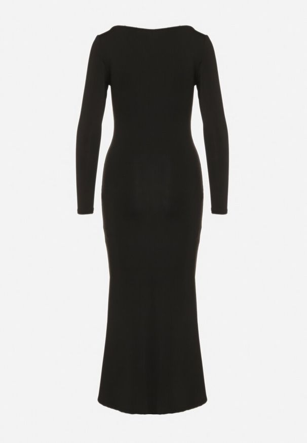 Born2be - Czarna Koktajlowa Sukienka z Wiskozą i Metaliczną Ozdobą Refare. Okazja: na imprezę. Kolor: czarny. Materiał: wiskoza. Wzór: aplikacja. Styl: wizytowy