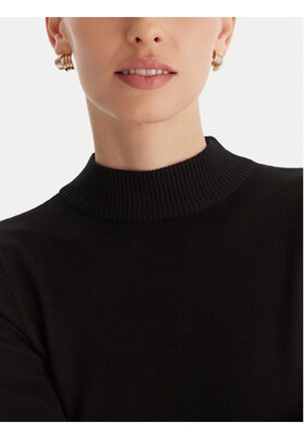 ACCESS FASHION Golf 54-8074 Czarny Slim Fit. Typ kołnierza: golf. Kolor: czarny. Materiał: wiskoza