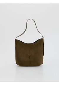 Reserved - Torebka shopper z imitacji zamszu - ciemnozielony. Kolor: zielony. Materiał: zamszowe #1