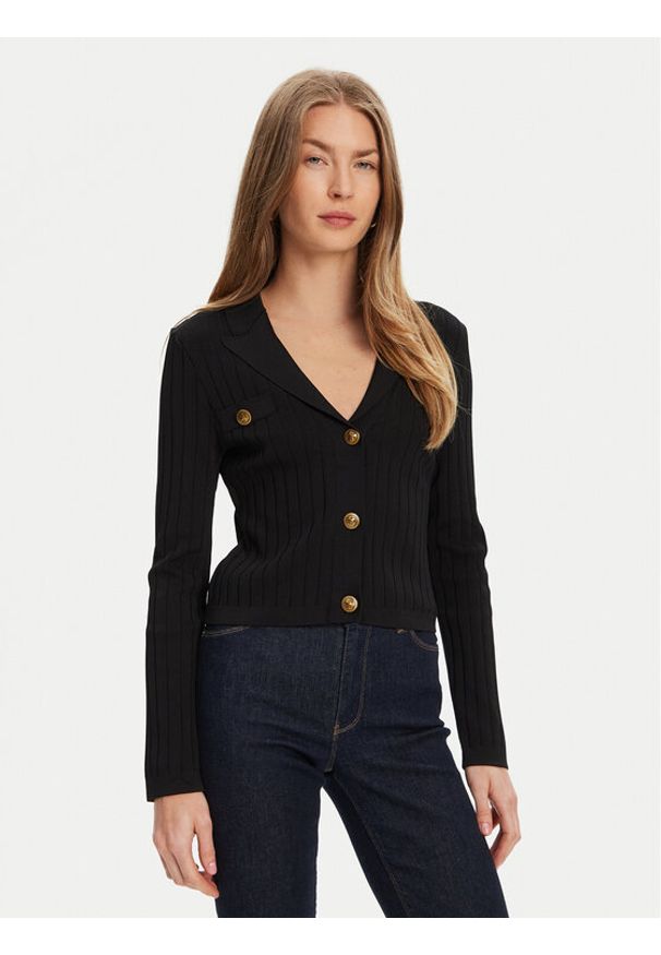 Guess Kardigan W5YR11 Z0130 Czarny Regular Fit. Kolor: czarny. Materiał: wiskoza