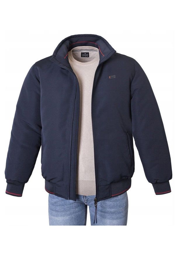 Ocieplona Zimowa Kurtka z Wysokim Kołnierzem - Pako Jeans - Granatowa. Kolor: niebieski. Materiał: poliester, tkanina. Sezon: zima