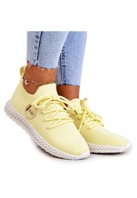 Damskie Sportowe Buty GOE JJ2N4150 Żółte. Kolor: żółty. Materiał: materiał, skóra. Szerokość cholewki: normalna #7