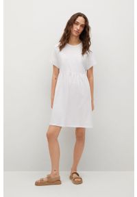 mango - Mango - Sukienka GISELE1. Kolor: biały. Materiał: bawełna, dzianina. Długość rękawa: krótki rękaw. Typ sukienki: rozkloszowane #2