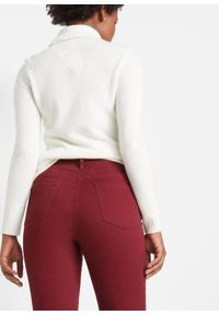 bonprix - Spodnie ze stretchem Slim Fit. Kolor: czerwony. Materiał: bawełna #2