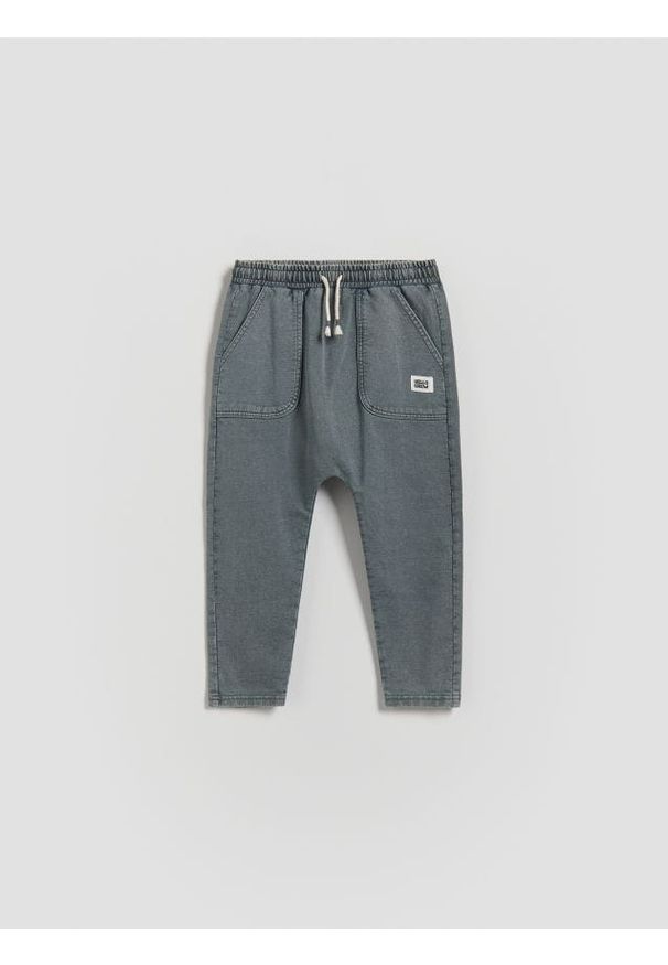 Reserved - Bawełniane legginsy - granatowy. Kolor: niebieski. Materiał: bawełna