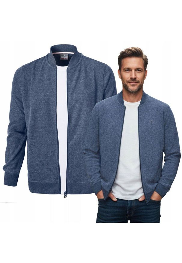 Wygodna, Rozpinana Bawełniana Bluza - Pako Jeans - Niebieska. Kolor: niebieski. Materiał: bawełna, poliester