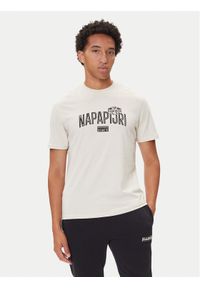 Napapijri T-Shirt S-Funes Ss NP0A88UA Beżowy Regular Fit. Kolor: beżowy. Materiał: bawełna
