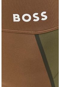 BOSS legginsy x Alica Schmidt damskie kolor brązowy z nadrukiem. Kolor: brązowy. Materiał: materiał, dzianina. Wzór: nadruk. Sport: fitness #2
