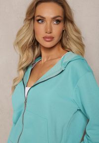 Renee - Niebieski Komplet Dresowy Proste Spodnie i Zasuwana Bluza z Kapturem Nerathia. Kolor: niebieski. Materiał: dresówka #3