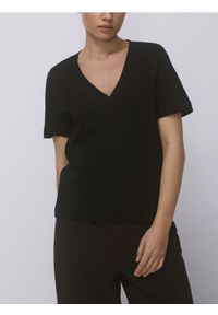 Reserved - T-shirt z bawełny merceryzowanej - czarny. Kolor: czarny. Materiał: bawełna #1