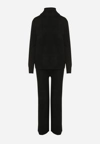 Born2be - Czarny Dzianinowy Komplet z Wełną i Bawełną Spodnie i Sweter z Golfem Errele. Kolor: czarny. Materiał: wełna, bawełna, dzianina #7