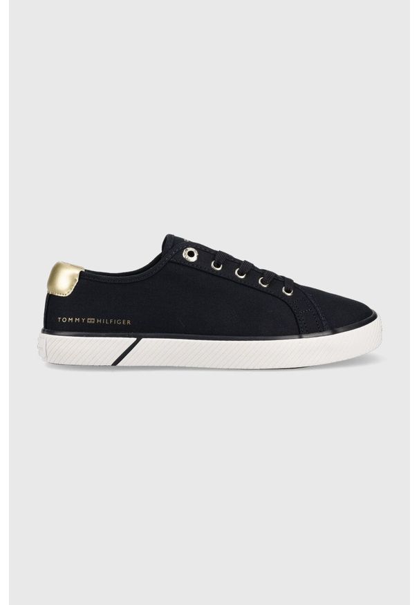 TOMMY HILFIGER - Tommy Hilfiger tenisówki LACE UP VULC SNEAKER damskie kolor granatowy FW0FW06957. Kolor: niebieski. Materiał: guma