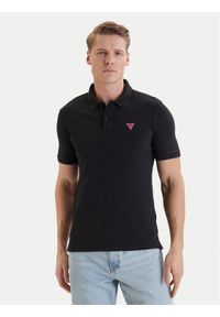 Guess Polo F6GP03 K9WF1 Czarny Slim Fit. Typ kołnierza: polo. Kolor: czarny. Materiał: bawełna #1
