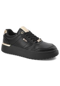 Big-Star - Czarne Sneakersy Big Star Wygodne Obuwie Damskie. Okazja: na co dzień. Zapięcie: sznurówki. Kolor: czarny. Materiał: skóra ekologiczna. Szerokość cholewki: normalna