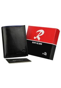 Klasyczny portfel czarny Ronaldo N4-VT BLACK-BLUE. Kolor: czarny. Materiał: skóra