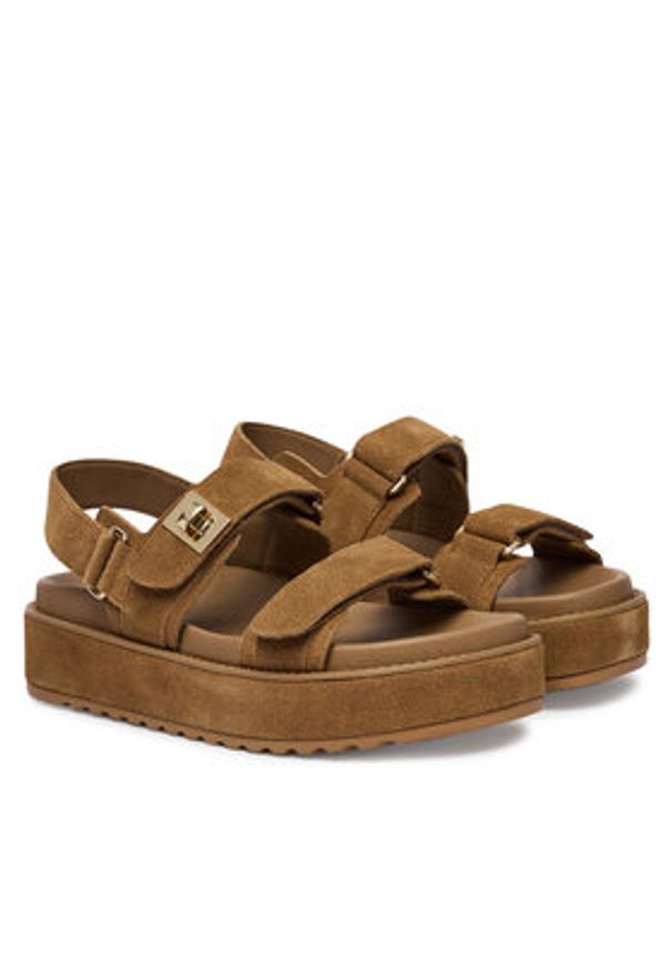 Steve Madden Sandały Bigmona 11003034 Brązowy. Kolor: brązowy. Materiał: skóra, zamsz