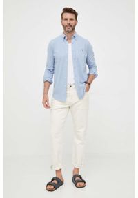 Polo Ralph Lauren koszula bawełniana męska kolor niebieski regular z kołnierzykiem button-down. Typ kołnierza: button down, polo. Kolor: niebieski. Materiał: bawełna. Długość rękawa: długi rękaw. Długość: długie. Wzór: gładki #3