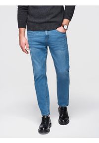 Ombre Clothing - Męskie jeansowe z przetarciami REGULAR FIT - niebieskie V3 - Rozmiar: XL. Okazja: na co dzień, do pracy. Kolor: niebieski. Materiał: jeans. Wzór: aplikacja. Styl: casual #1