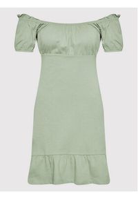 Brave Soul Sukienka codzienna LDRJ-544GINA Zielony Regular Fit. Okazja: na co dzień. Kolor: zielony. Materiał: bawełna. Typ sukienki: proste. Styl: casual