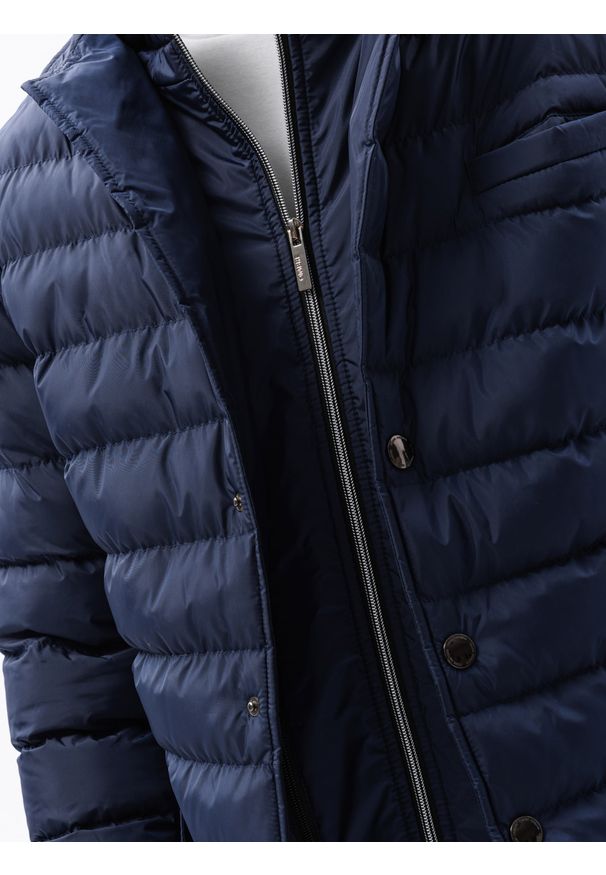 Niebieska kurtka Ombre Clothing na zimę, ze stójką