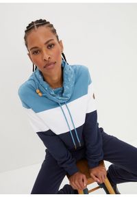 bonprix - Bluza z drukowanym kołnierzem, z czystej bawełny. Kolor: niebieski. Materiał: bawełna #1