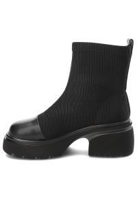 Czarne Botki Artiker Eleganckie Obuwie Damskie. Okazja: na co dzień. Kolor: czarny. Materiał: nubuk. Szerokość cholewki: normalna. Obcas: na obcasie. Styl: elegancki. Wysokość obcasa: wysoki #8