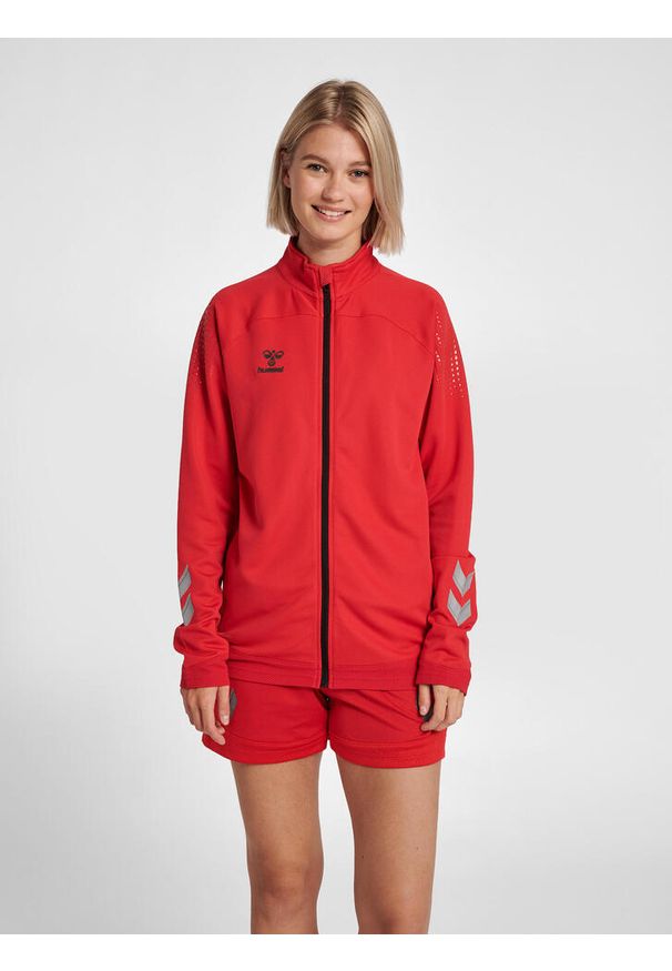 Bluza do piłki ręcznej damska Hummel hml LEAD poly zapinana na zamek. Kolor: czerwony, wielokolorowy, różowy. Sport: fitness
