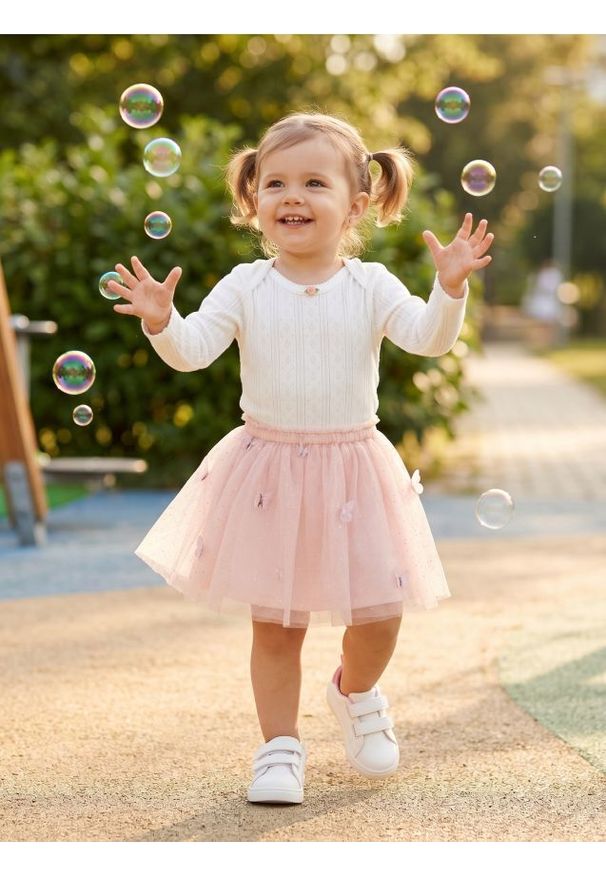 Sinsay - Spódnica bombka z aplikacjami 3D - różowy. Kolor: różowy. Wzór: aplikacja