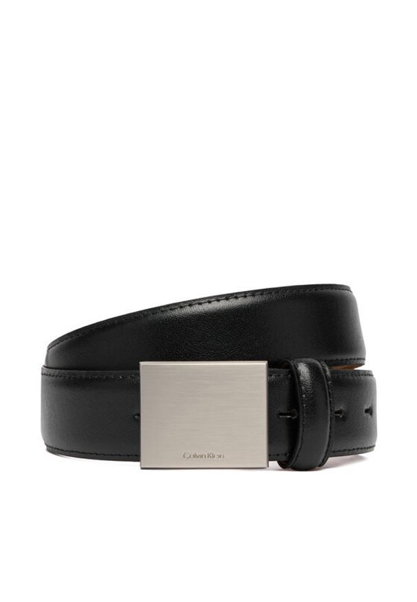Calvin Klein Pasek Męski Logo Plaque Smooth 32Mm LV04D7030G Czarny. Kolor: czarny. Materiał: skóra