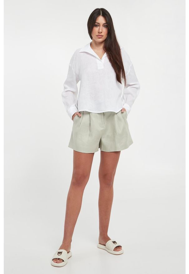 Armani Exchange - Bluzka damska lniana ARMANI EXCHANGE. Materiał: len