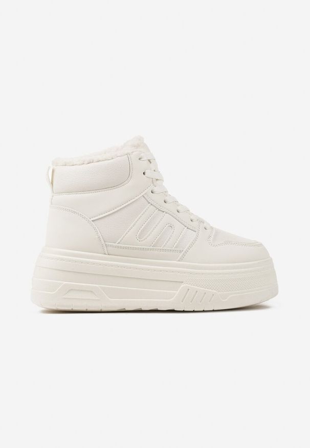 Born2be - Beżowe Sneakersy na Grubej Podeszwie Ocieplane Futerkiem Leandria. Okazja: na co dzień. Kolor: beżowy. Materiał: futro