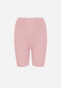 Born2be - Różowe Szorty Kolarki z Wysokim Stanem o Modelującym Fasonie Kimolodia. Okazja: na co dzień. Stan: podwyższony. Kolor: różowy. Styl: casual #5