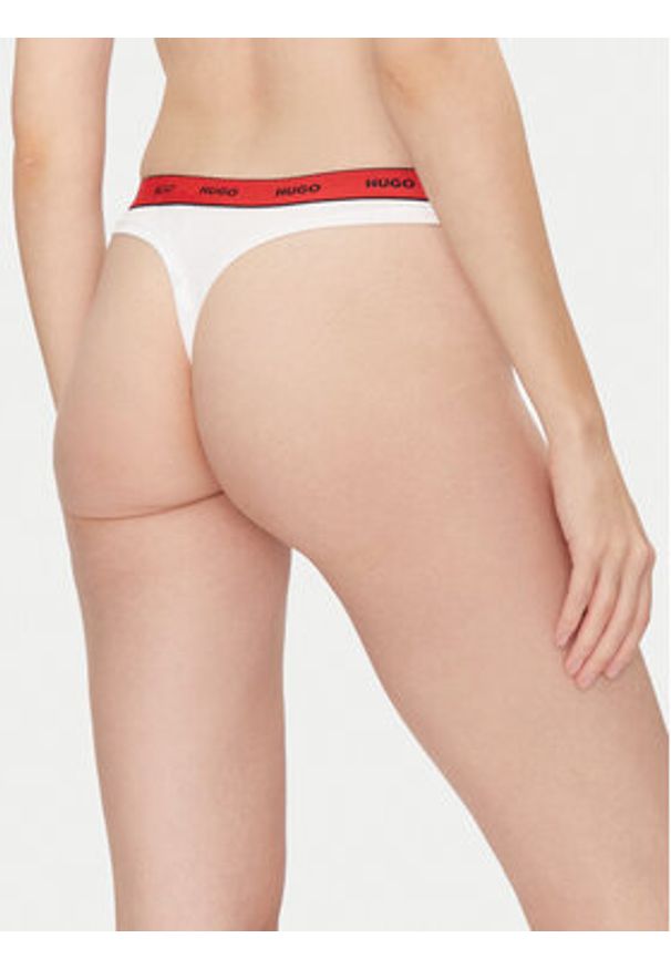 Hugo - HUGO Stringi Thong Stripe Pyp 50545700 Biały. Kolor: biały. Materiał: bawełna