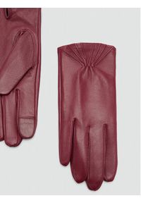mango - Mango Rękawiczki Damskie Helena 77017659 Bordowy. Kolor: czerwony. Materiał: skóra #3