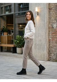 Sinsay - Jeansy straight mid waist - szary. Kolor: szary #1