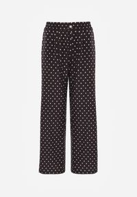 Renee - Czarne Spodnie Casual Wide Leg High Waist Zdobione Wzorem w Kropki Oceasa. Okazja: na co dzień. Stan: podwyższony. Kolekcja: plus size. Kolor: czarny. Materiał: skóra. Długość: krótkie. Wzór: aplikacja, kropki. Styl: casual #7