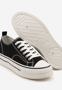 Born2be - Czarne Klasyczne Trampki na Grubej Podeszwie Natileva. Okazja: na co dzień. Kolor: czarny. Materiał: jeans. Szerokość cholewki: normalna. Styl: klasyczny #6
